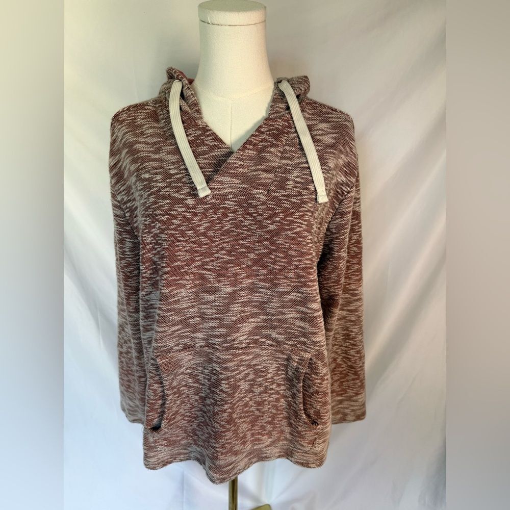 Hang Ten Women's Rust Marled Hooded Pullover with Contrast Drawstrings